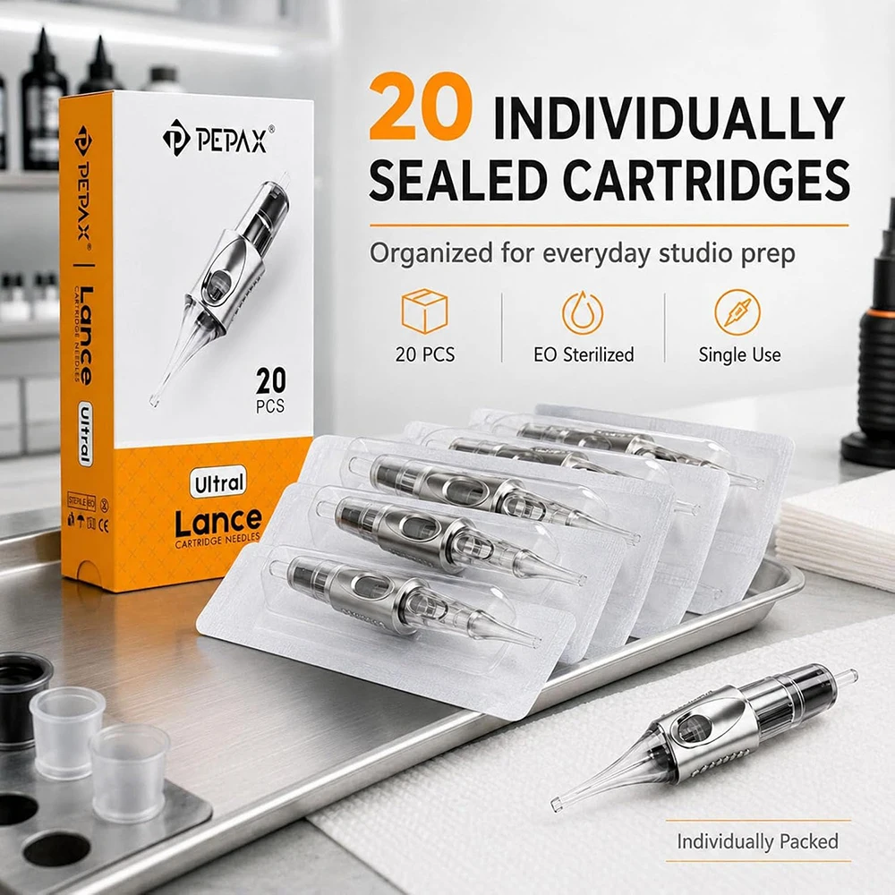 20pcs Tattoo Cartridge Needles RL PEPAX Lance Ultral Silver Disposable Tattoo Pen Needles for Tattoo Machine Needle Supplies