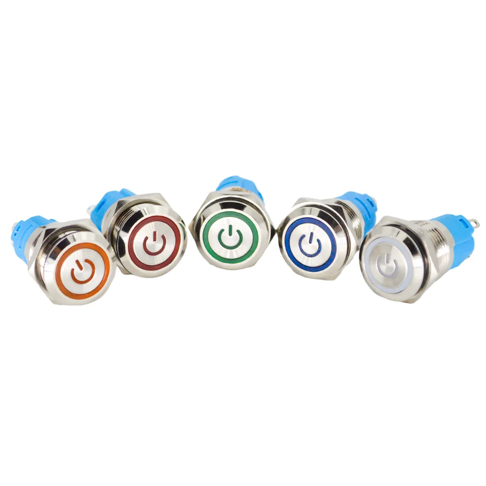 YNIEDER 19 MM Metall Druckschalter Rot Blau Grün LED-Licht Wasserdicht Momentary Selbstsichernde Auto Motor Netzteil
