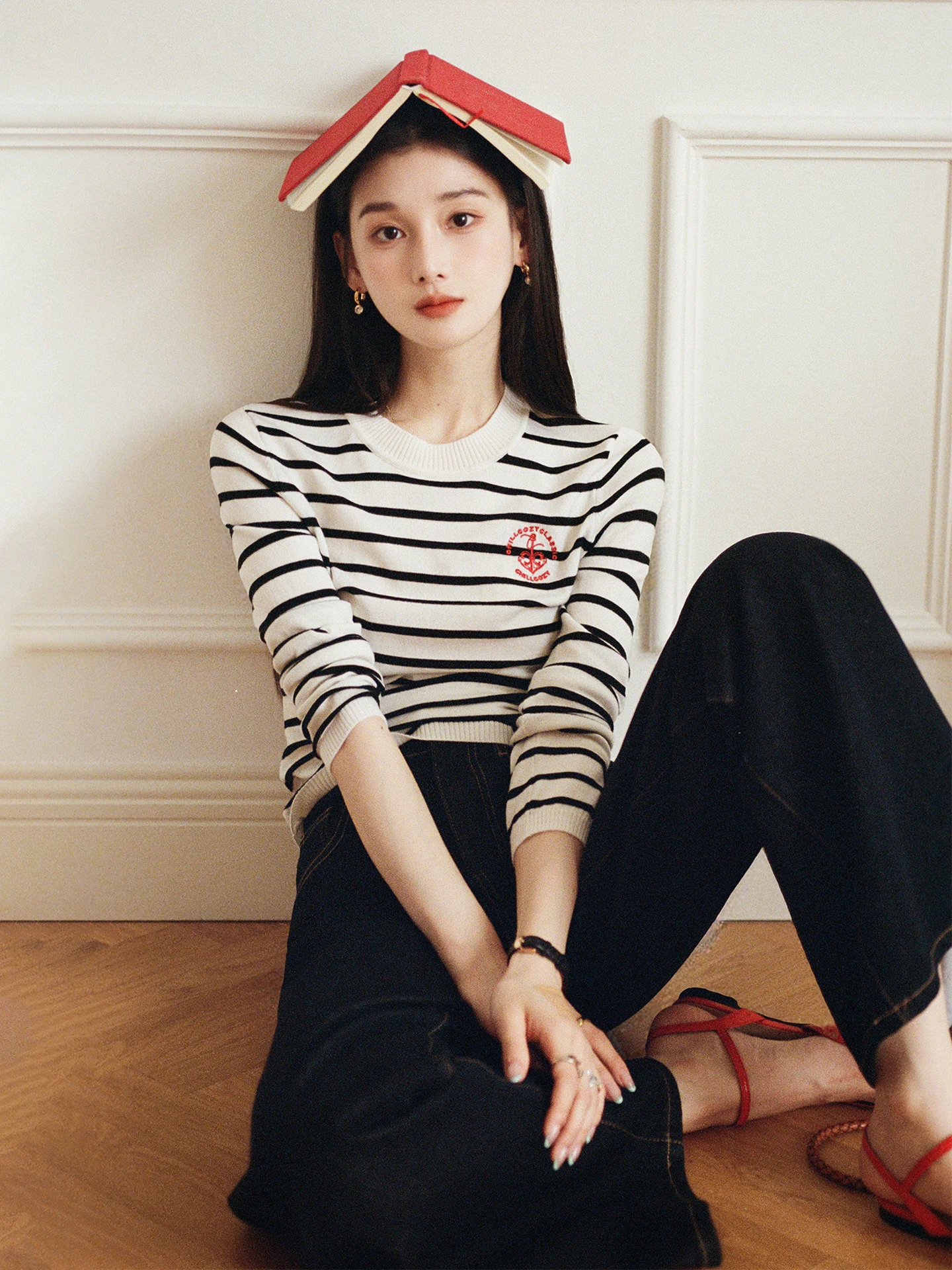 

Женский вязаный свитер ChillCozy в полоску из смесовой шерсти, легкий, дышащий, с круглым вырезом, длинными рукавами, стандартный крой, осенняя мода