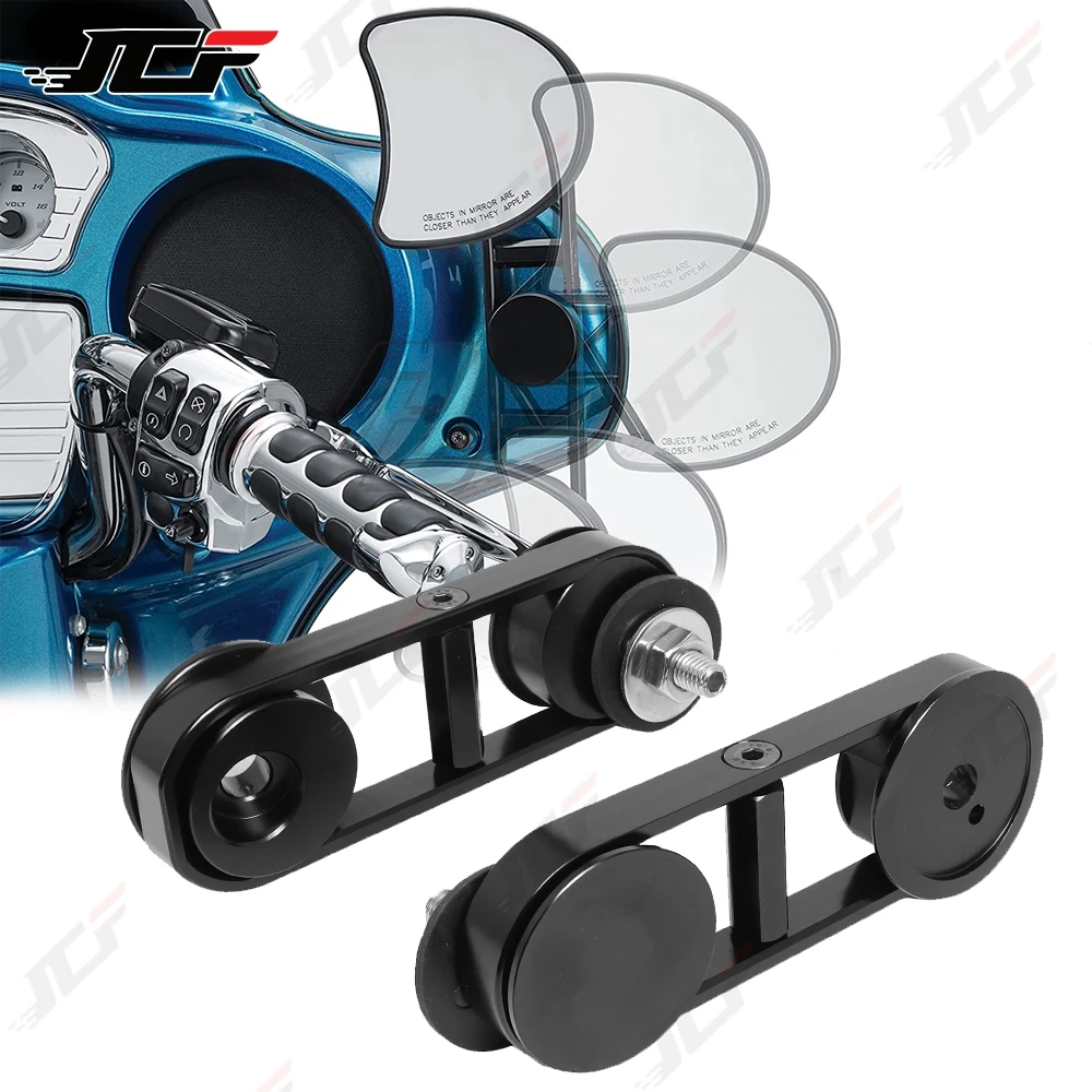 Motorcycle Black/Chrome CNC Adjustable Drop Mirror Relocator Mount For Harley Touring Street Glide FLHX Special FLHXS 2014-2022