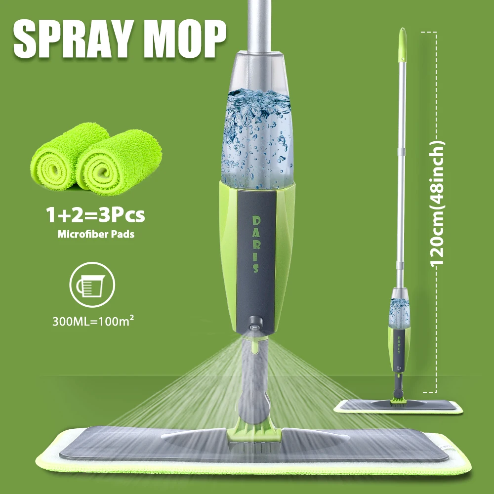 Spray Floor Mop With Reusable Microfiber Pads 360 Ratating Mop for Floor Home Cleaning Laminate Ceramic Tiles Cleaning Tools