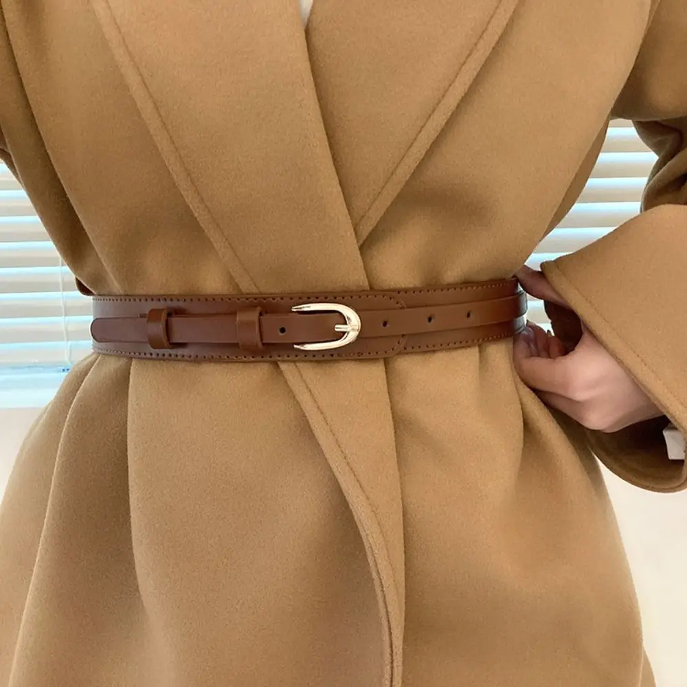 Retro Metal Buckle PU Leather Women Belt All-match Ins Skinny Waist Straps Lady Female Dress Coat Decorative Waistband