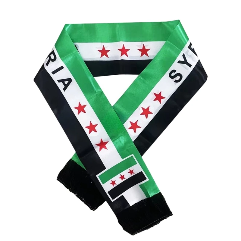 Double Side Syrian Flags Scarf for Various Occasion Holiday Gathering Accessories Flags Banners Festival National Flags Sash