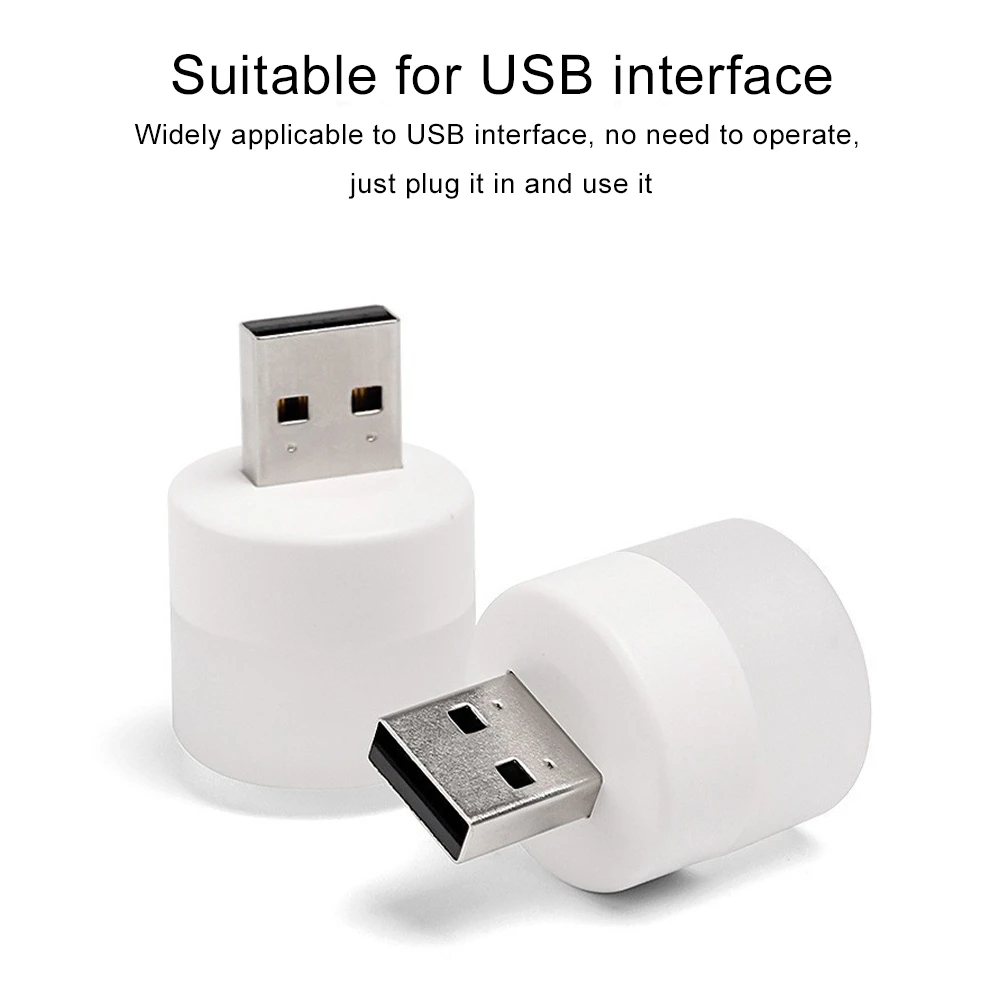 5PCS USB Night Light LED Night Light USB Plug Lamp Power Bank ricarica USB Book Lights piccole lampade rotonde per la protezione degli occhi da lettura