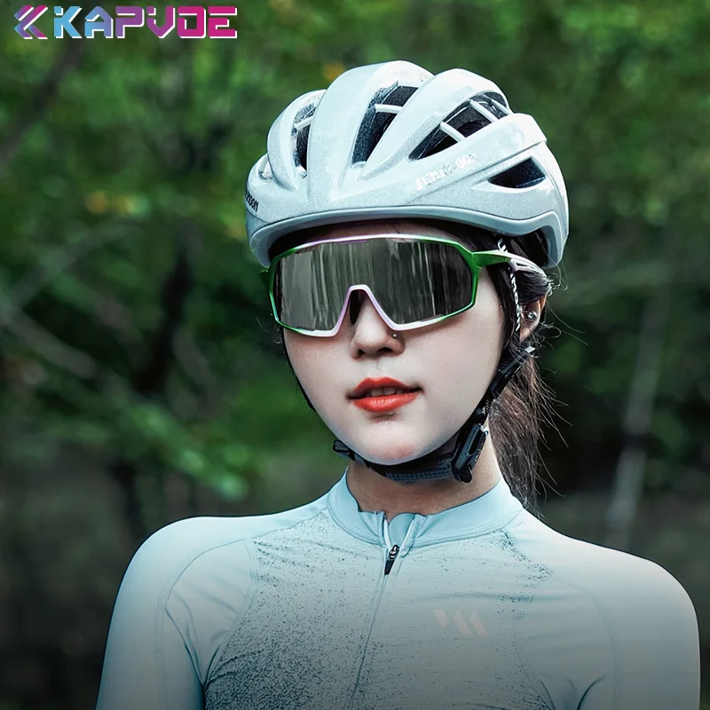 Kapvoe Outdoor Road Photochromic Sunglasses Bicycle Cycling Glasses Men Women Driving Bike Eyewear Sports Hiking UV400 Goggles