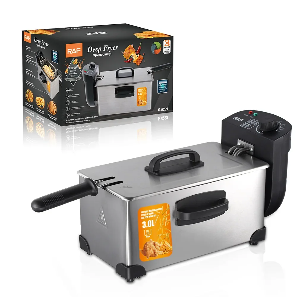 Professional Stainless Steel 3.2Qt Electric Deep Fryer for  Use with Adjustable Temperature Timer Lid Windows Basket