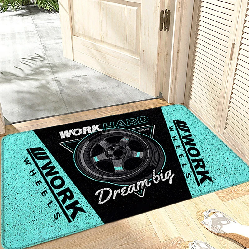 Interior Floor Mat Welcome Doormat Work Wheels Non-slip Foot Rug for Entryway Kitchen Carpet Bedroom Bedside Mats Home Decor