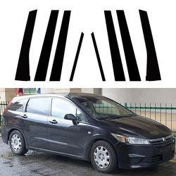 Fit For Honda Stream RN6/7/8/9 2007 2008 2009 2010 2011 2012 2013 2014 Glossy Black Pillar Posts Door Trim Window Cover Set