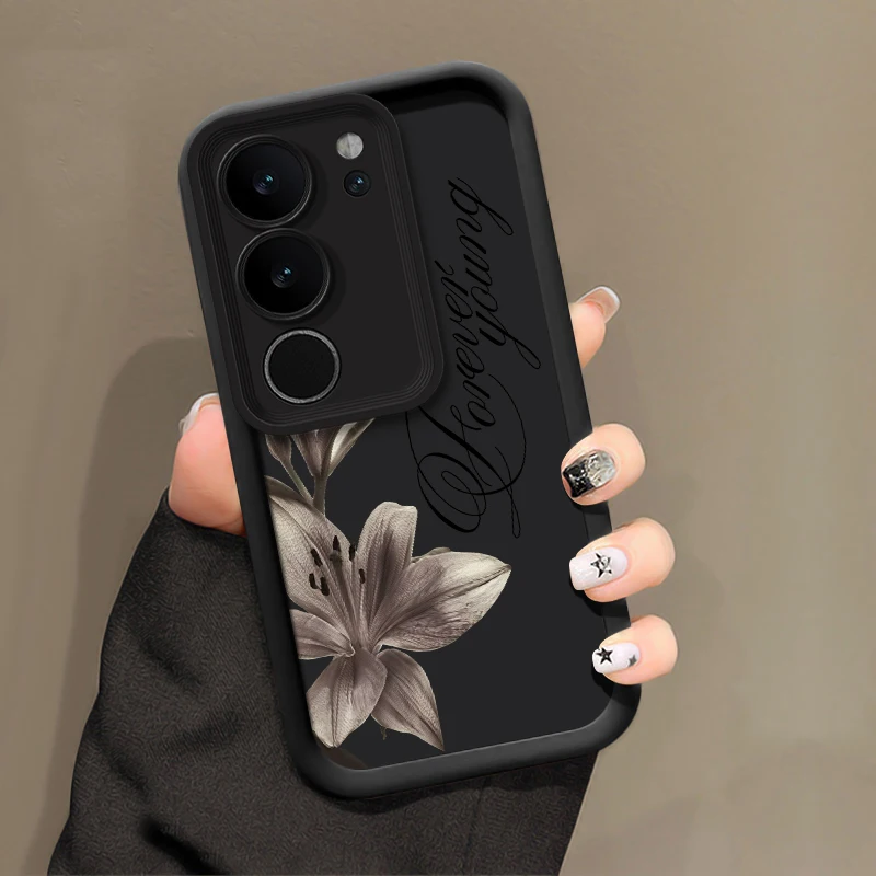 Flower Pattern Phone Case For Vivo Y05 Y03T Y03 Y02A Y02T Y01 Y20S Y20I Y18E Y19S Y17S Y16 Silicon Shockproof Matte Bumper Cover view 4