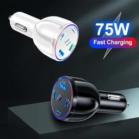75W 5 in1 Car Charger 1Port USB Fast Charging Car Phone Adapter For iPhone Xiaomi Samsung Huawei Quick Charge Charger In Car