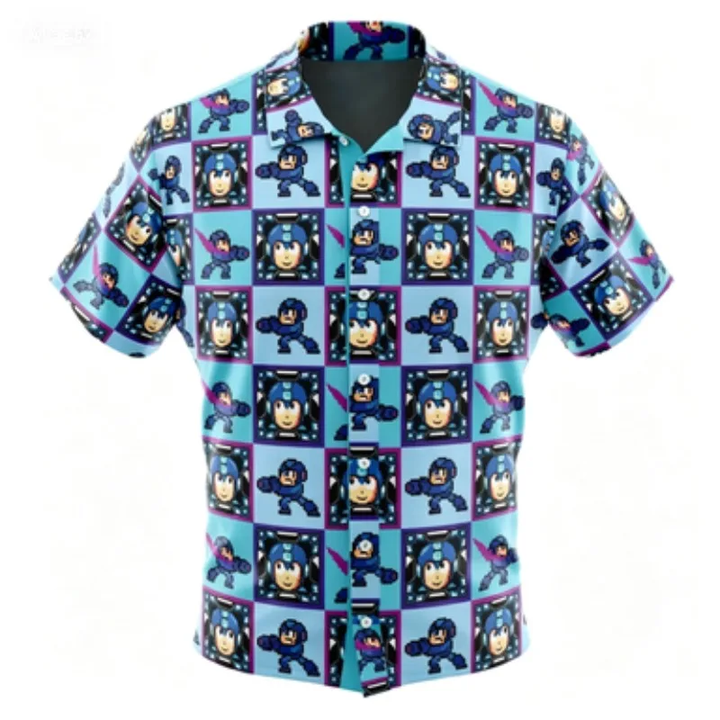 

Rock and Roll Men's Summer Breathable Men's Shirt Series Short Sleeved Shirt Unisex Loose Casual Top