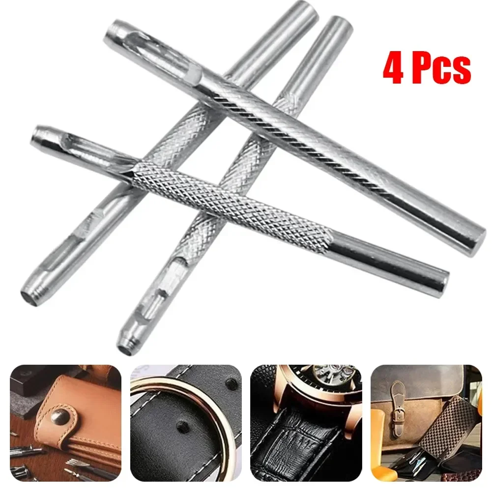 4Pc Punching Tool Belt Hole Punchers Leather Round Shape Hole Punch Kit Belt Watch Band Hollow DIY Tools 2.5mm 3mm 3.5mm 4mm USE