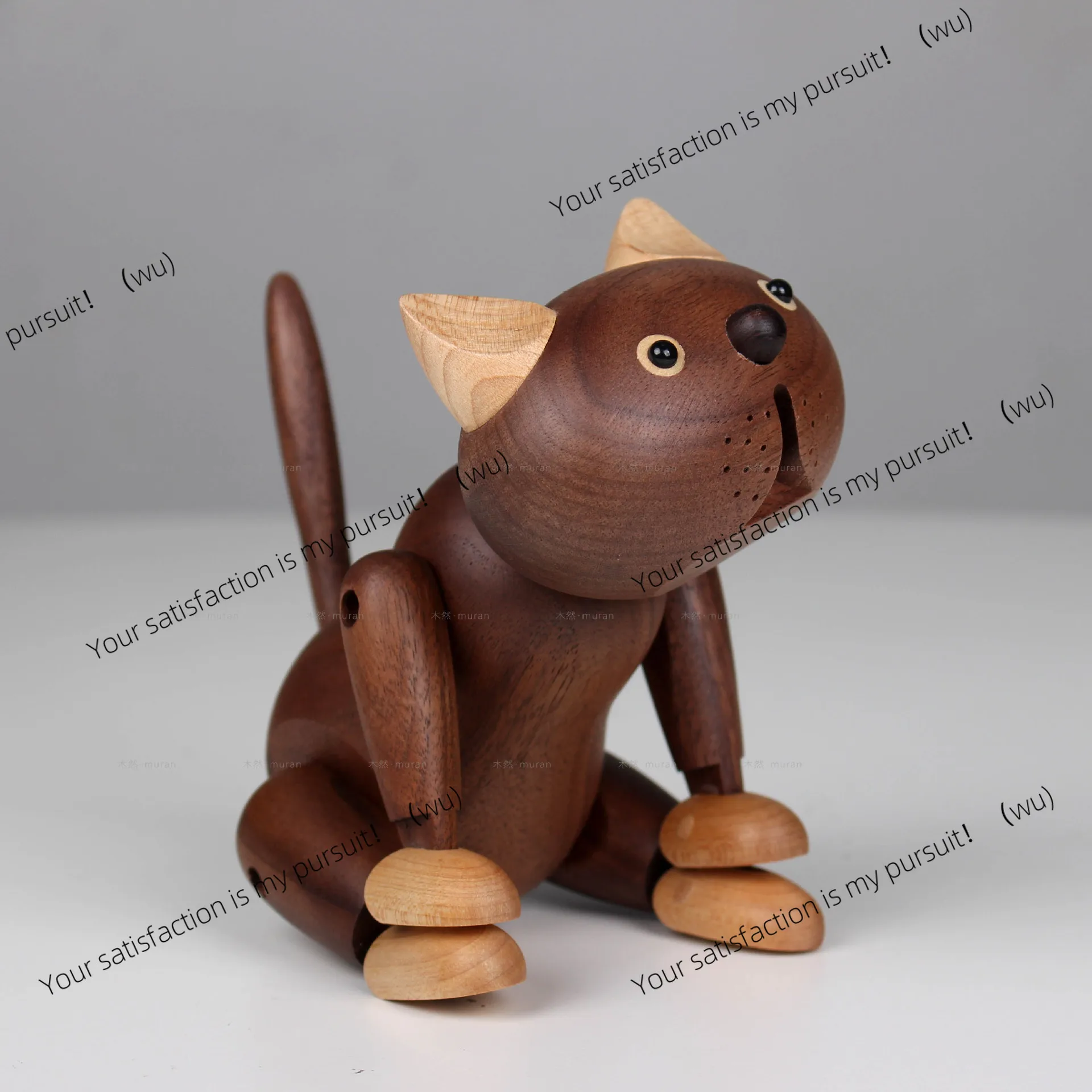 Wood Products Big Face Cat Solid Wood Creative Home Crafts Walnut Cat Wooden Home Ornaments Home Decorations