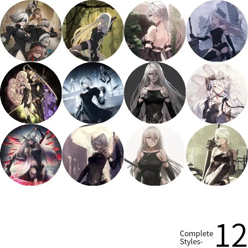 YoRHa tipo A No juego de personajes de Anime, botón suave, insignia, broche, ancla, periféricos, Pin, regalo de cumpleaños, pupila conmemorativa