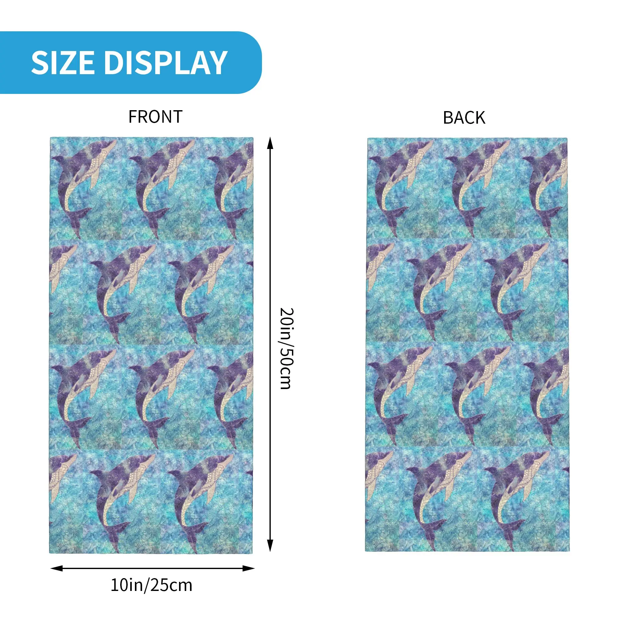 Ethnic Retro Dolphin Print  Bandana Neck Cover Printed Mask Scarf Cycling Scarf Running for Men Women Adult All Season