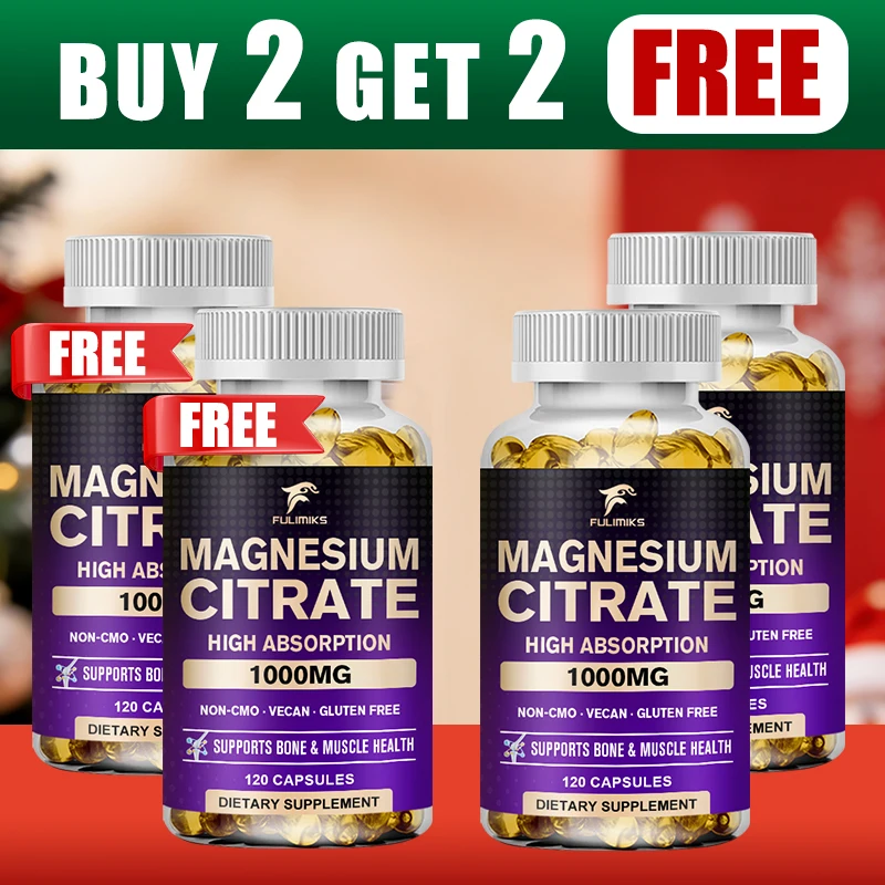 Buy 2 Get 2 Free! Magnesium Citrate 1000mg Capsules, Natural Constipation Relief, Gentle Laxative & Digestive Regularity Support