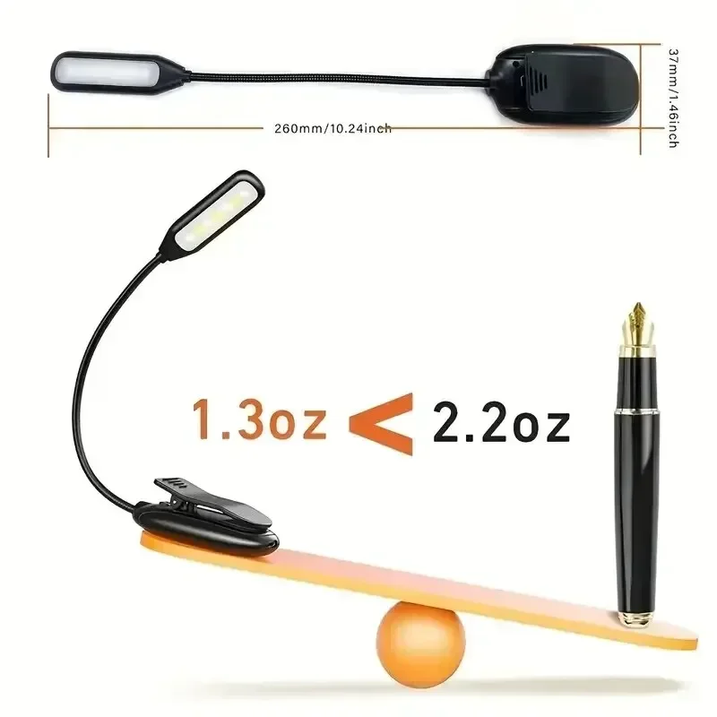 LED Book Reading Light Mini Lamp Rechargeable Book Light Reading in Bed Eye Caring Adjustable Bright Kids Reading Tools Gift