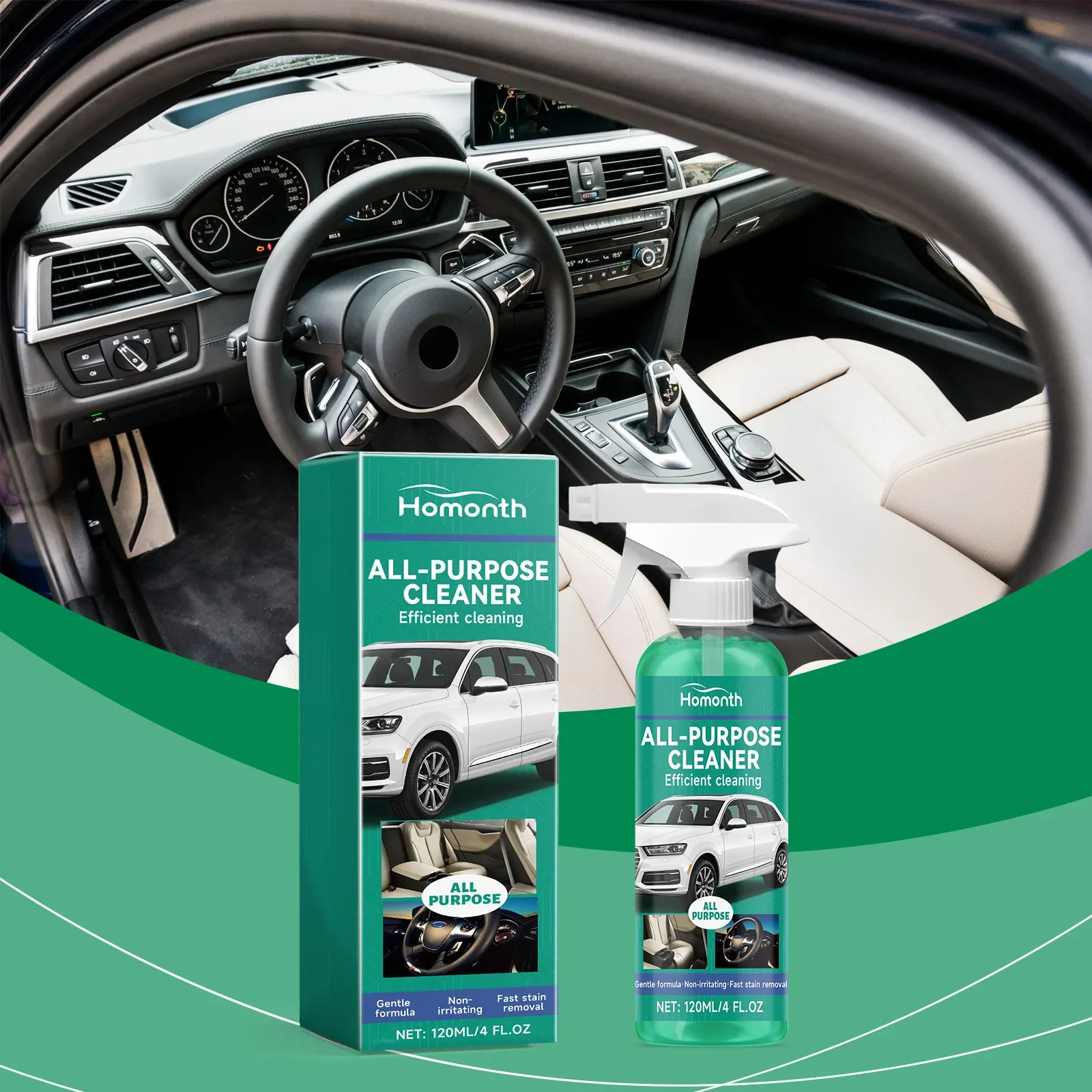 

Auto Interior Foam Cleaning Spray - Helps Reduce Contaminants & Bacteria for Car Cabin Surface Freshness & Shine Enhancement