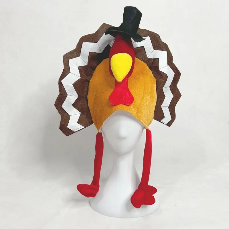 Turkey Hat Cosplay Chicken Long Legs Unisex Adult Teenagers Thanksgiving Plush Rooster Headband Dress Up Warm Winter Caps