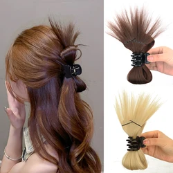 Synthetische unordentliche Brötchen Haarteil Kralle Clip Chignon Hochs teck feder Federball Kopf Haar verlängerung für Frauen Haarschmuck