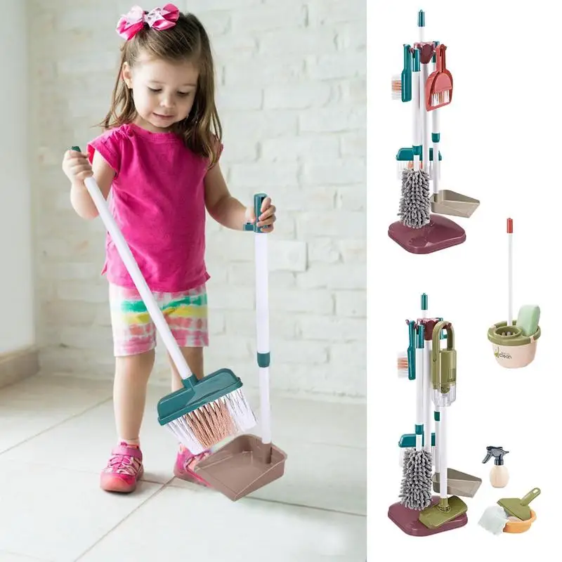 Housekeeping Finja Play Set para Crianças, Brinquedos De Limpeza, Vassoura, Esfregão, Espanador, Espanador, Presente Para Crianças