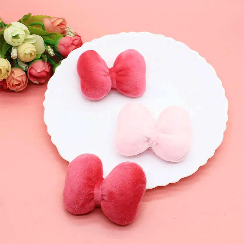 10 Stück rosa Schleifenapplikationen aus flauschigem Stoff, Cartoon-Motiv, einfarbig, zum Selbermachen, für die Dekoration von Kleidung, Schuhen und Hüten. – Detail 1