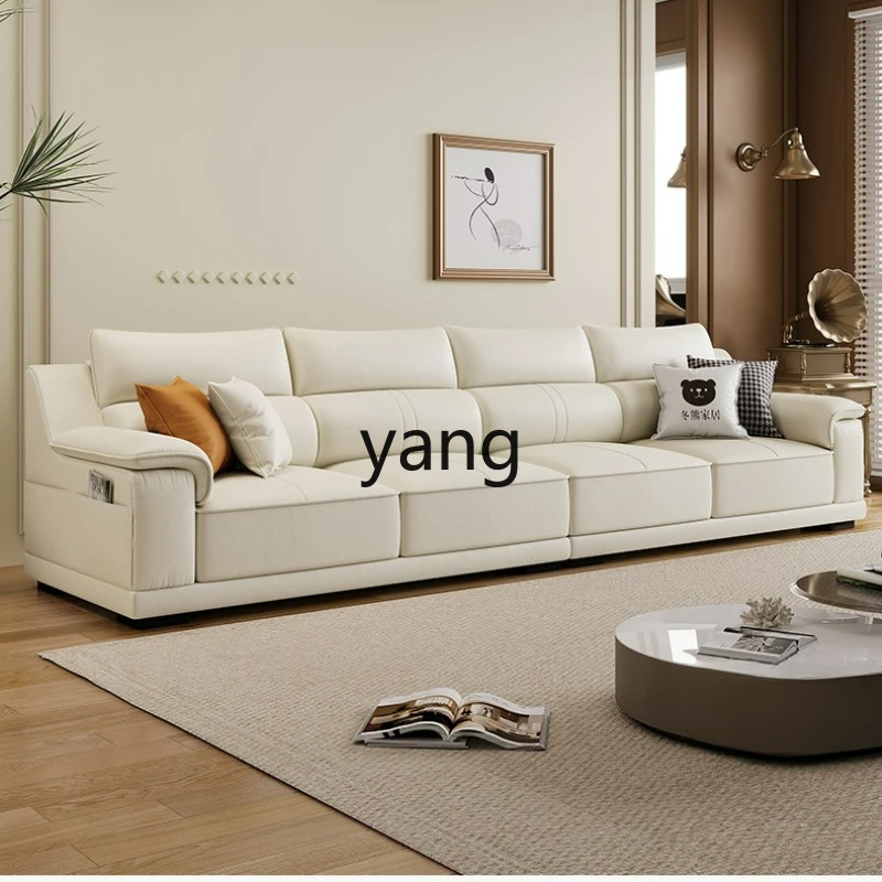 LTT Nordic simple modern light luxury leather sofa living room high backrest leather sofa