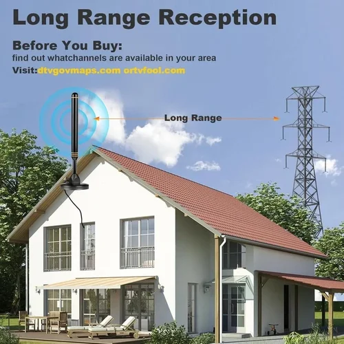 Imagen 2 del producto Antena de TV interior para smart TV interior y exterior, canales locales, antena digital, televisor HD de largo alcance de más de 400 millas, compatible con todas las televisores.