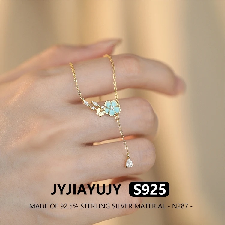 

JYJIAYUJY 100% цельно оригинальный кулон из стерлингового серебра S925, ожерелье с цветком и инкрустацией цирконием, кисточкой, женские ювелирные изделия, использование N287