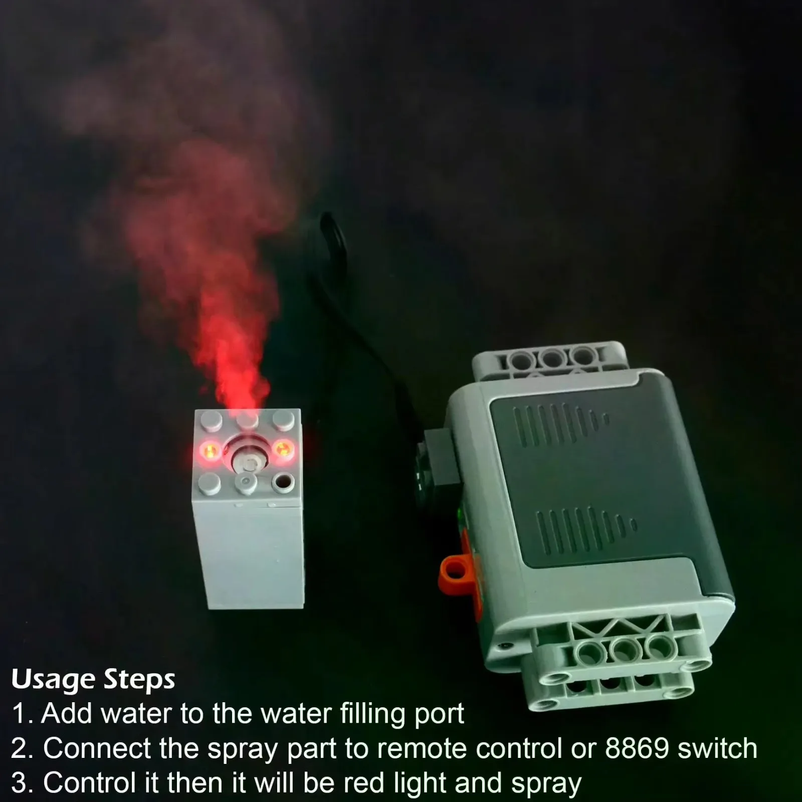 Motor de pulverizador de fumaça Mould King Fogger para modelos de trem de blocos de construção MOC com função de ciclo automático