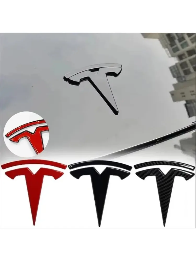 Naklejka ABS na Tesla Model 3 Model Y, nakładka na maskę, emblemat, dekoracja na kierownicę, znaczek na tylną klapę bagażnika, modyfikacja — 2
