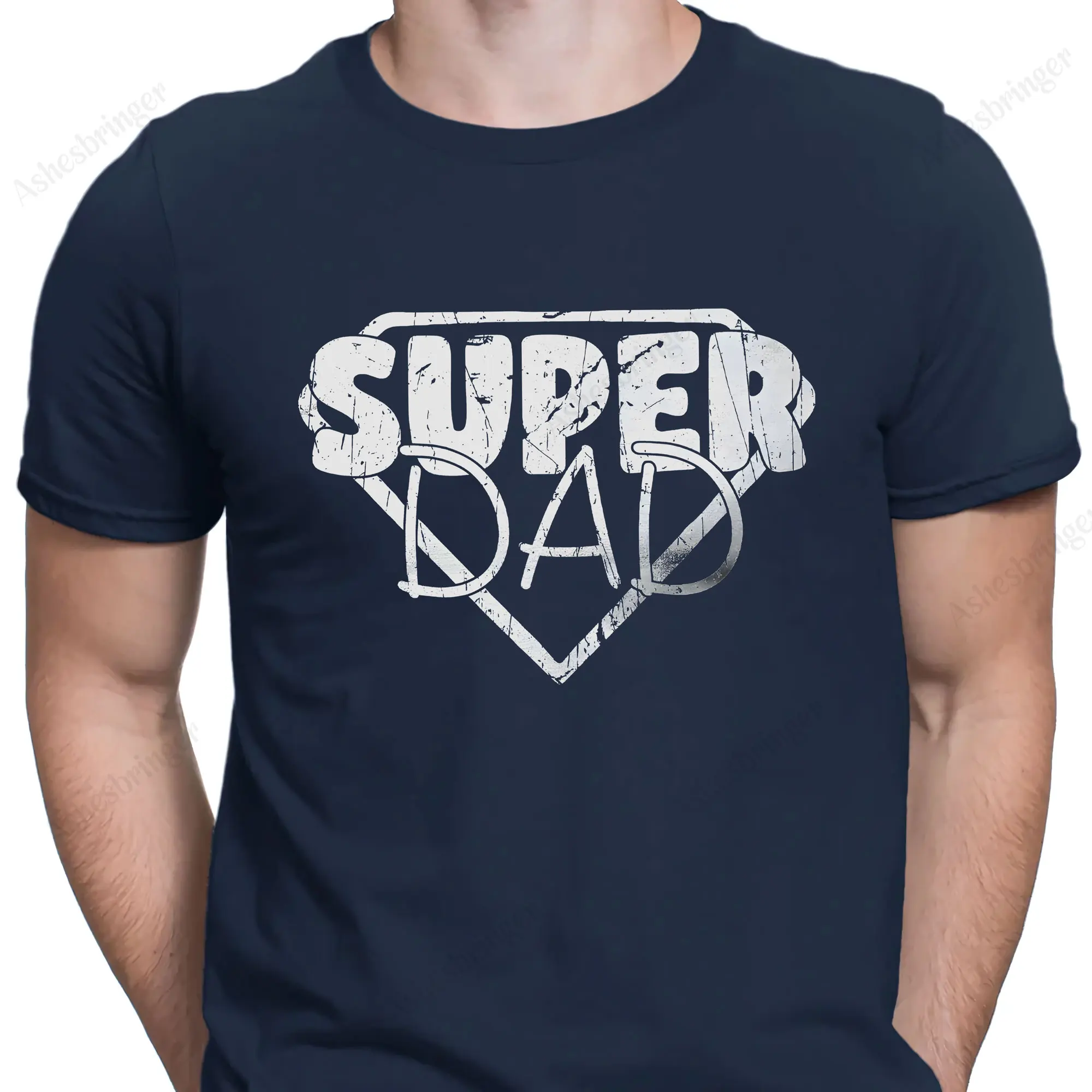 Super Dad Graphic Novelty Crew Neck Fathers Day T shirt Funny Dad Gift Tee Street Casual Style Tops for Men and Women
