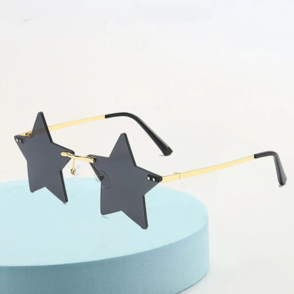 Five Pointed Star Rimless Sunglasses Coated Luxury Designer Eyewear for Fashion Men Women Party