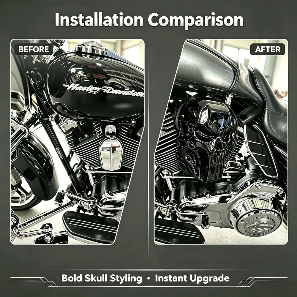 For Harley Touring CVO Road Glide Road King Electra Glide Street Glide 2009-2024 Motorcycle Skull Horn Cover Guard Aluminium