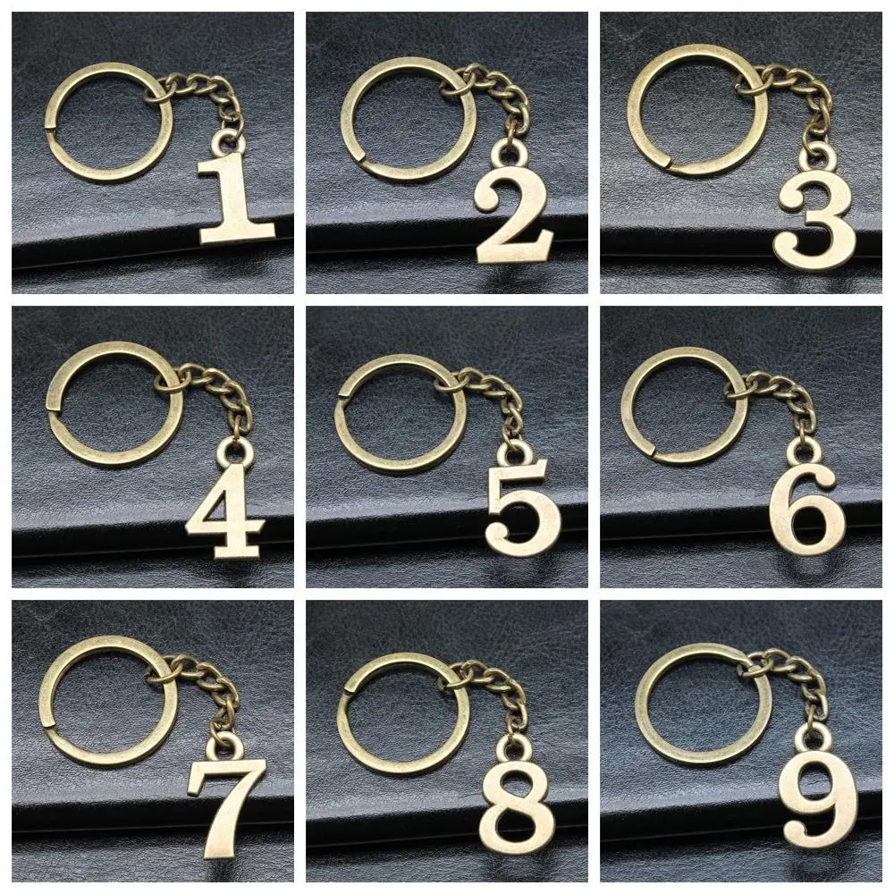 Arabic Numerals Keyring Metal Alloy Figure Keychain 0 1 2 3 4 5 6 7 8 9 Lucky Number Hangtag Marker for Key and Room