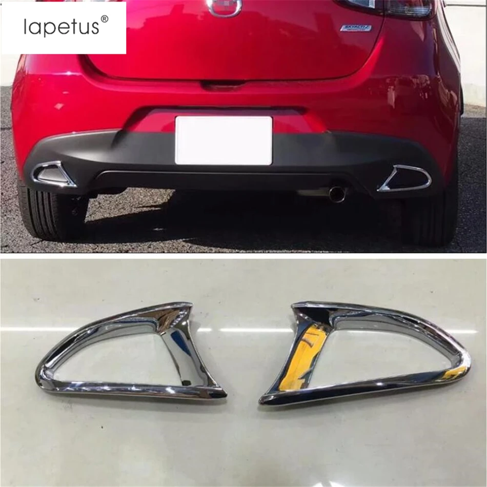 2 Pcs Rear Tail Tailgate Fog Light Lamp Frame Molding Cover Kit Trim For Mazda 2 Demio 2015 - 2023 ABS Red / Chrome Accessories