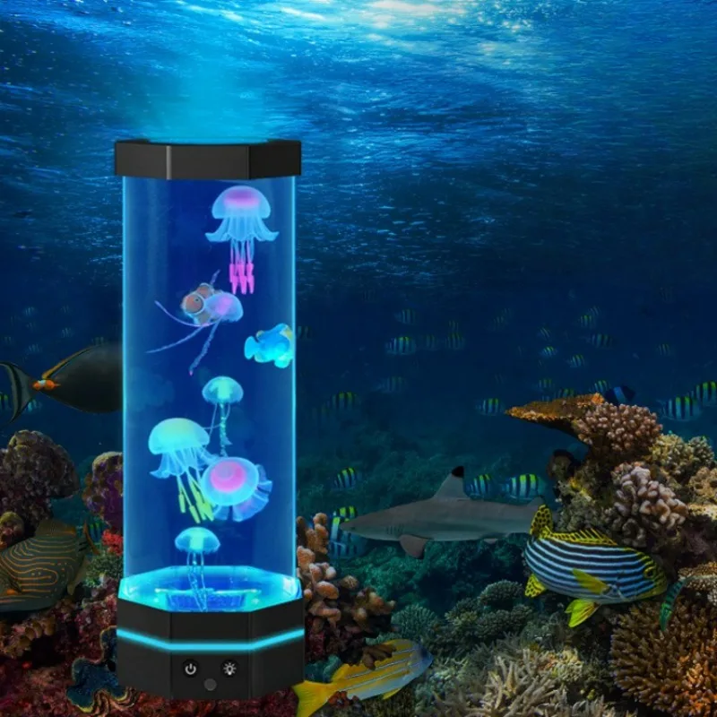 Jellyfish Lava Lamp 15 Inches 17 Color Changing Jellyfish Lamp with Remote Control USB Plug Bubble Fish Lamp Children\'s Gift