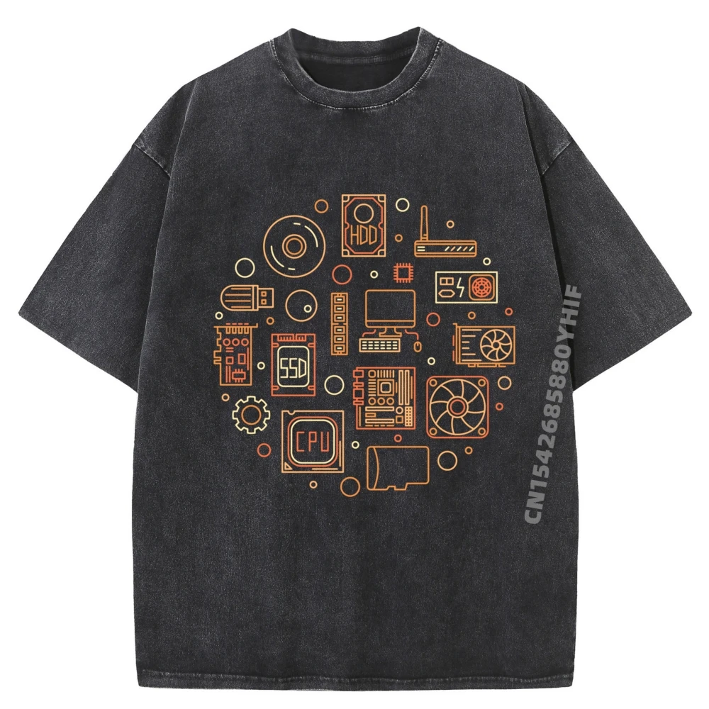 

Computer Hardware Components Computer Engineering Oversized T Shirt Funny Camiseta Men Cotton Comfort Washed Shirt