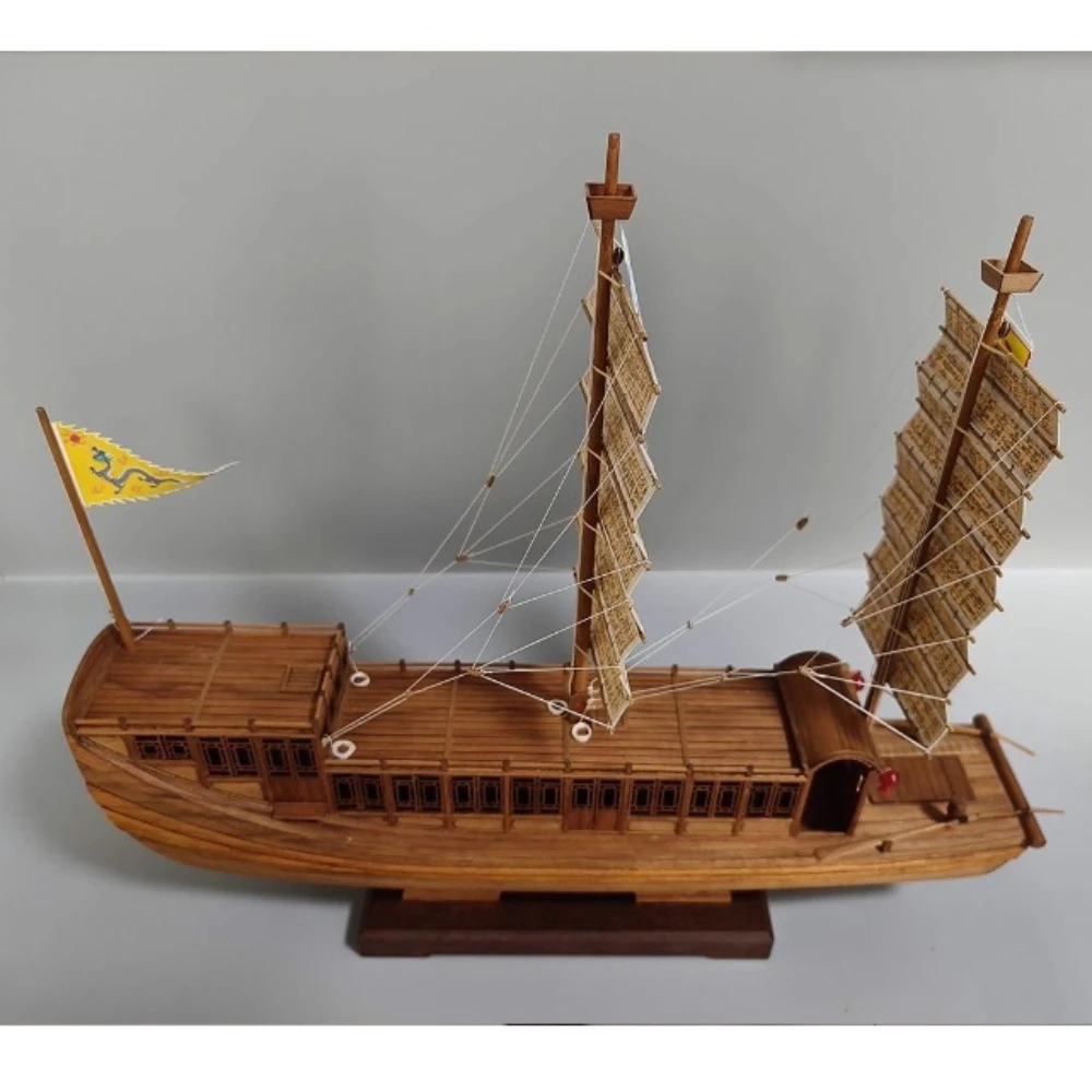 1:40 Chinese Sailboat Model KIT Edition Sakura Wood Chinese Official Boat Set High Precision Collectible Wooden Boat Model Toys