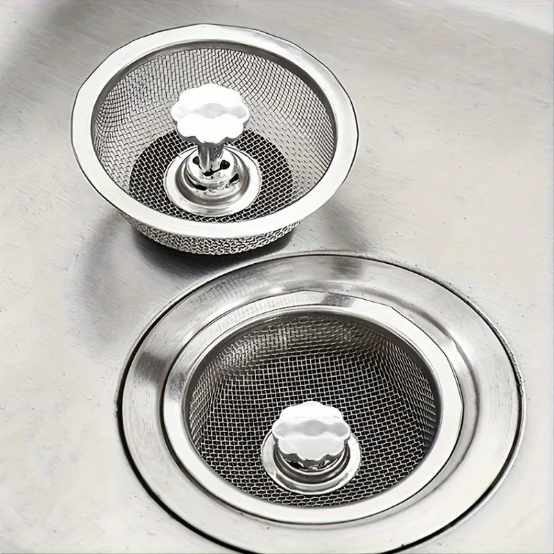 1Pc Stainless Steel Strainer Kitchen Sink Fine Mesh Leak, Sink Filter with Plug, Upgrade Your Kitchen Sink