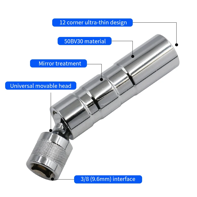 ユニバーサルリムーバーレンチ,3/8インチ,磁気スパークプラグ,スリーブ,自動車修理用エクストラクター,12mm,1個