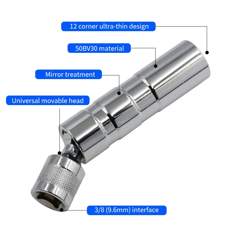 Imagem -05 - Universal 14 Mm16 mm Ponto Removedor Chave Magnética Spark Plug Manga Soquete do Carro Reparação Extrator Magnético 12 Ângulo 1pc