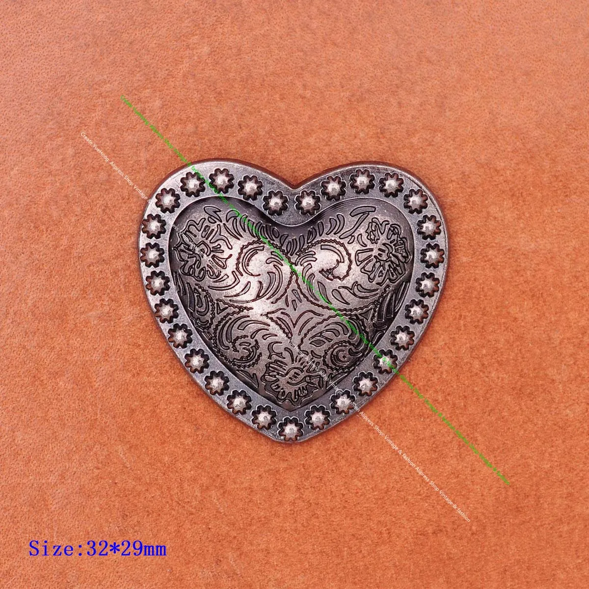 10PCS WESTERN HEADSTALL HORSE TACK LOVE HEART ANTIQUE SILVER FLORAL BERRY SADDLE LEATHERCRAFT CONCHOS 1-1/8\