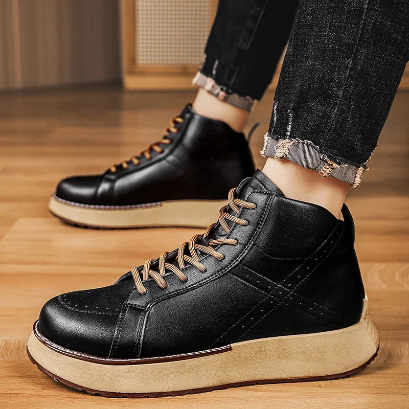 

Осень и зима, новая модная мужская обувь с высоким берцем, модная универсальная обувь для скейтбординга, водонепроницаемая и маслостойкая рабочая обувь