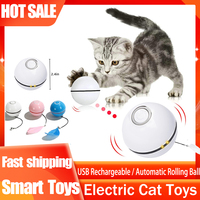 Smart Cat Toys Automatic Rolling Ball Electric Cat Toys USB Rechargeable Colorful LED Ball Interactive Kitten ToysIndoor Playing