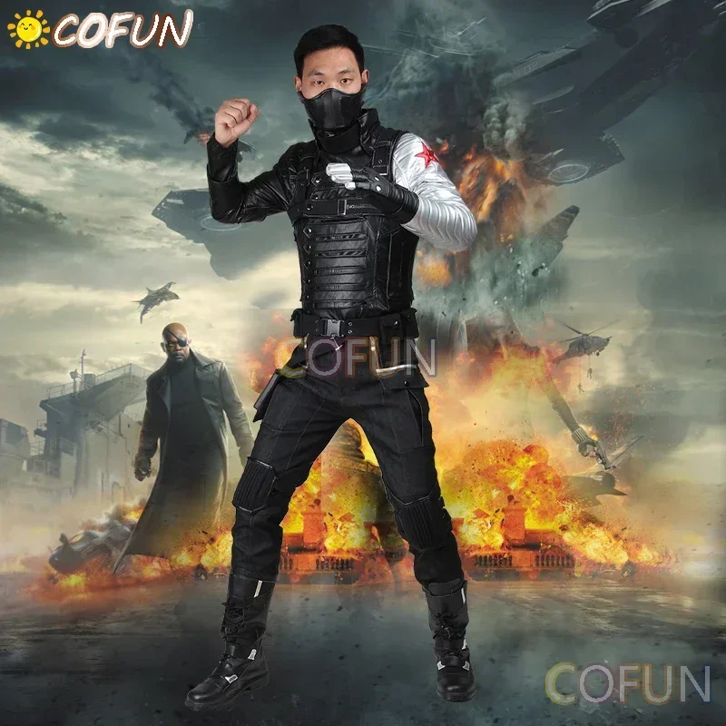 

[Customized] Winter Soldier Costume Bucky Barnes Cosplay Anime Costume Black Costume Set Vest Mask Pants Shirt Women Men