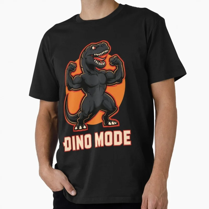 

Dino Mode 0512 Funny Gift t shirt for Gym Workout Fitness 100% cotton Short Sleeve Graphic Clothes All size tops S-6XL