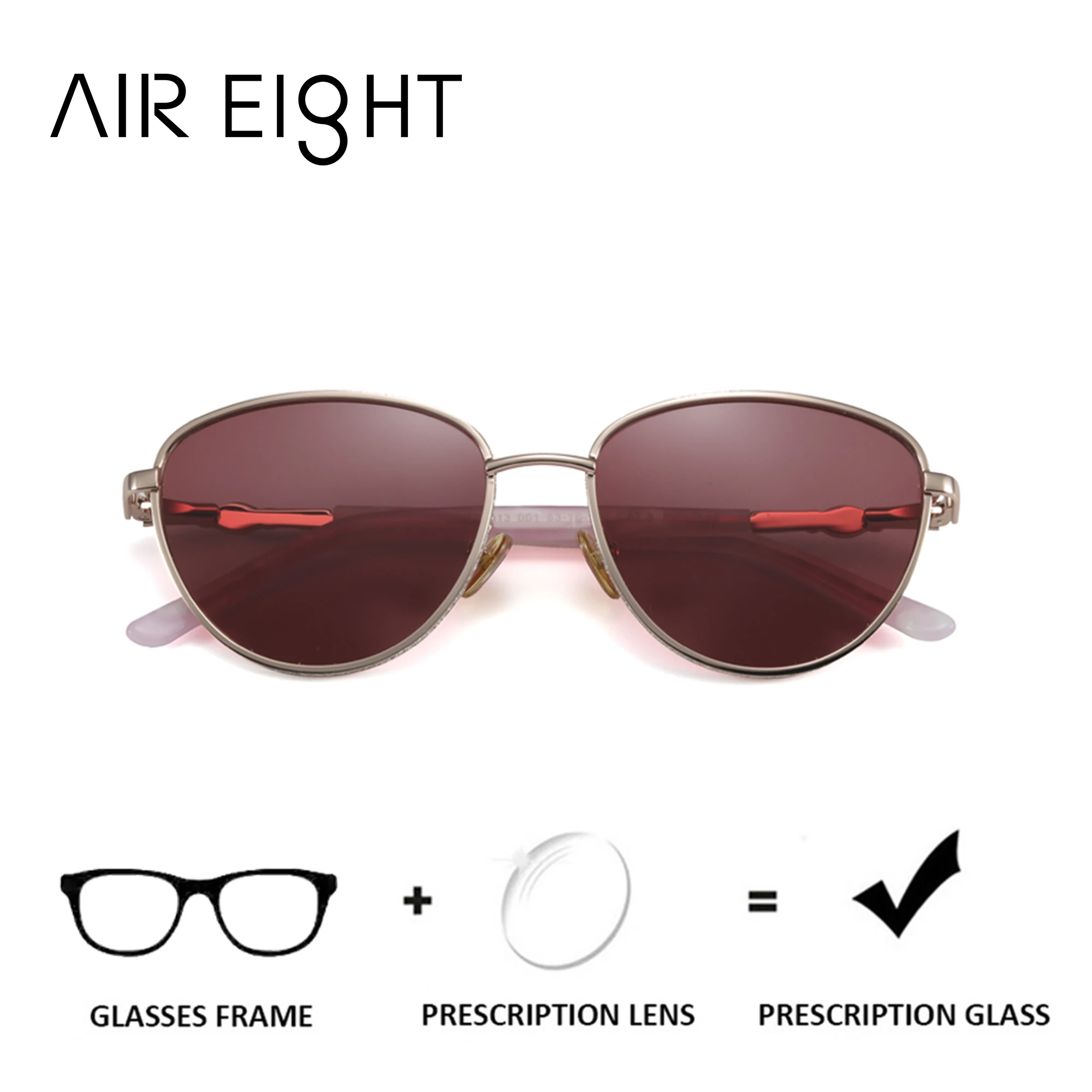 

Очки AIR EIGHT: Женские квадратные металлические солнцезащитные очки с прогрессивными оптическими линзами, защита от УФ400, для коррекции близорукости