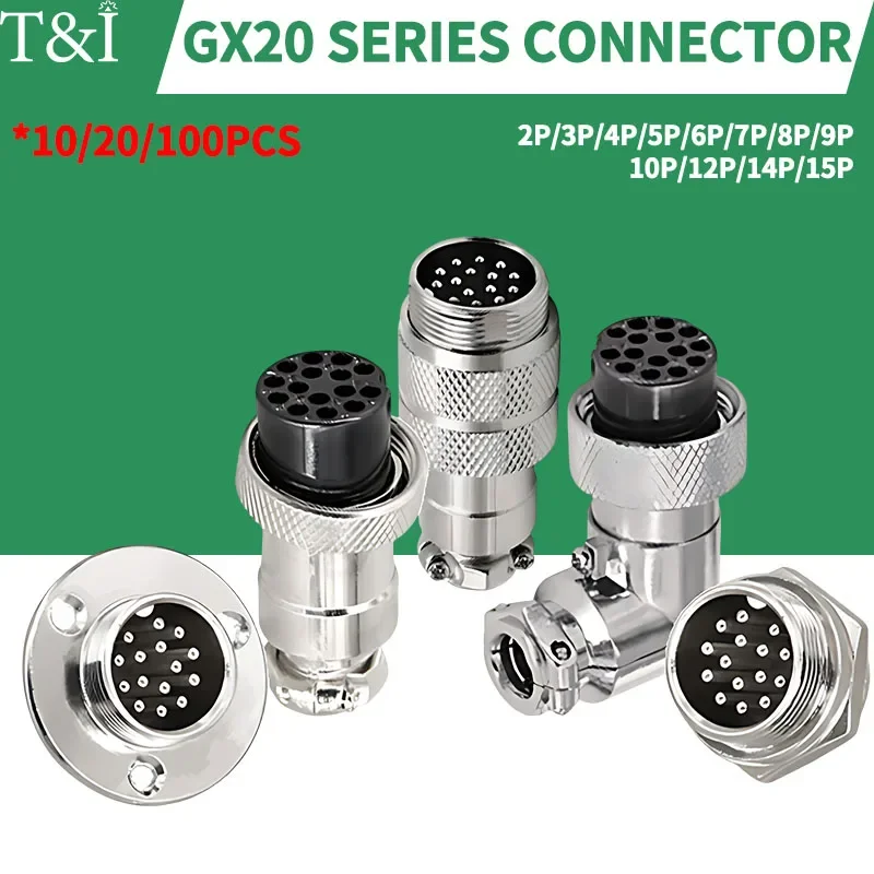 

GX20 Series Aviation Circular Connectors:Male Female Socket Flange Square Plug 2P 3P 4P 5P 6P 7P 8P 9P 10P 12P 14P 15Pin 5A 125V