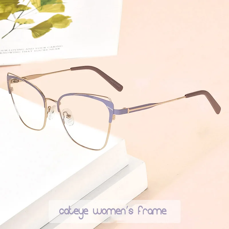 

2022 Vintage Cateye Metal Spectacle Frame Clear Lens Light Colors Women's Reading Eyewear MT0502